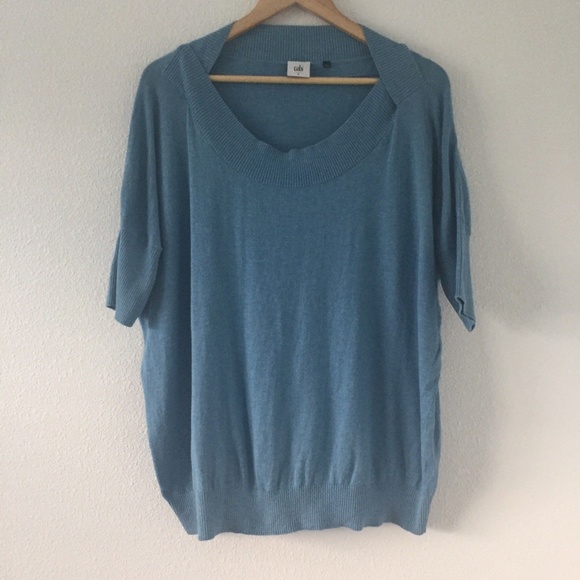 CAbi Tops - Cabi Blue Green Scoop Neck Short Sleeve  Blouse S